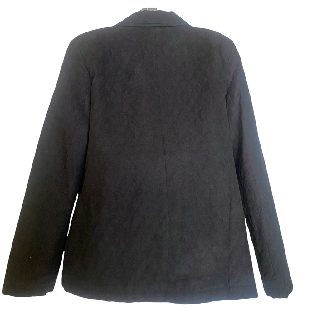 Laura Scott Quilted Button Down Jacket Black Blaz… - image 2